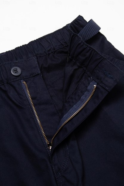 Men's Cargo Pants Cargo Trousers Work Pants Crop Multi Pocket Plain Camouflage Comfort Breathable Calf-Length Casual Daily Streetwear Cotton Blend Sports Fashion turmeric Black Micro-elastic