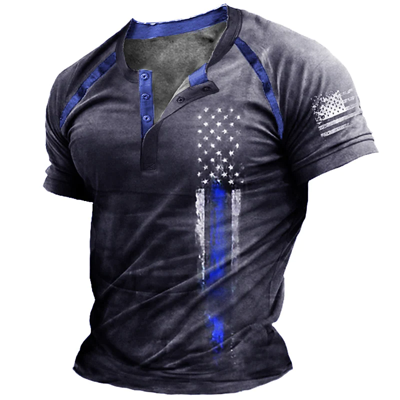 Men's Henley Unisex T-shirt 3D Print National Flag Casual Tops