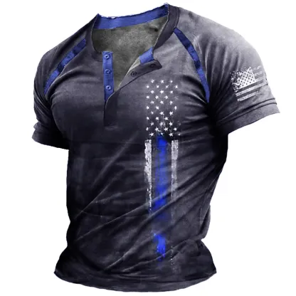 Men's Henley Unisex T-shirt 3D Print National Flag Casual Tops