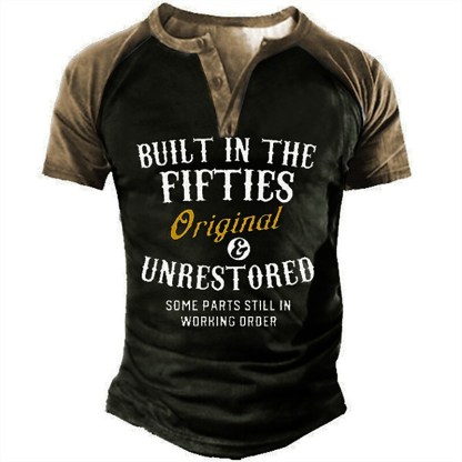 Men's Henley 3D Print Graphic Letter Daily Button-Down T-shirt