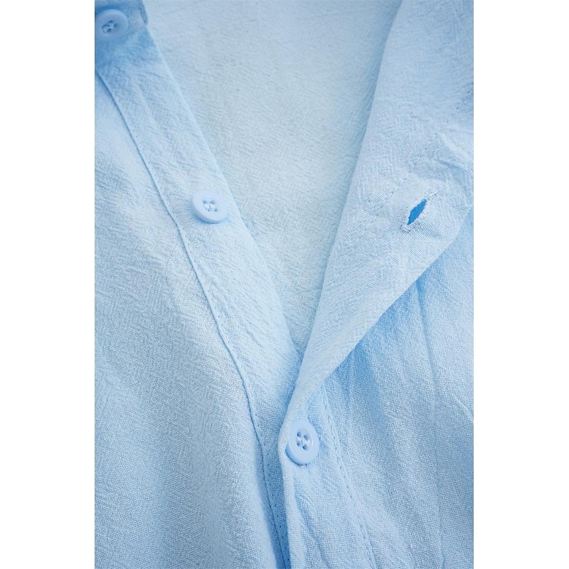 Men's Shirt Linen Shirt Summer Shirt Beach Shirt Plain Casual Daily Black White Pink Royal Blue Long Sleeve Lapel Spring & Summer Clothing Apparel