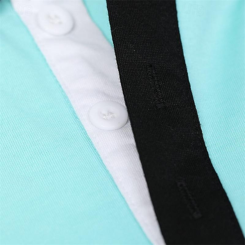 Men's Sport Polo Golf Shirt Casual Sports Tops Ribbed Polo Collar Short Sleeve Fashion Basic Solid Color Patchwork Summer Regular Fit Black White Red Blue Green Sport Polo