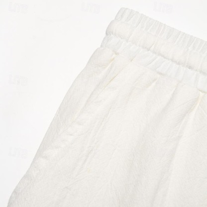 Men's Shorts Summer Shorts Beach Shorts Drawstring Plain Yoga Business Beach Hawaiian Casual Black White