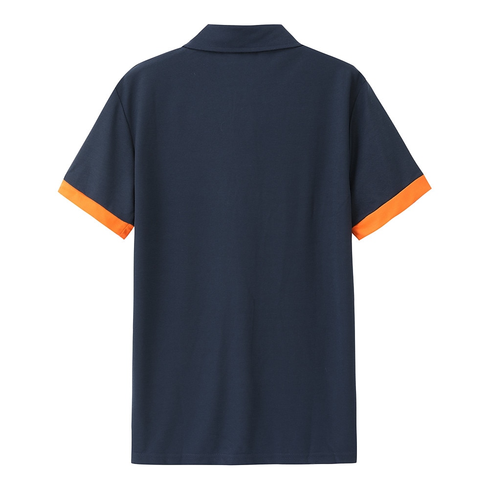 Men's Polo Shirt Golf Shirt Casual Holiday Lapel Classic Short Sleeve Fashion Basic Plain Button Summer Regular Fit Black Pink Wine Navy Blue Blue Orange Polo Shirt