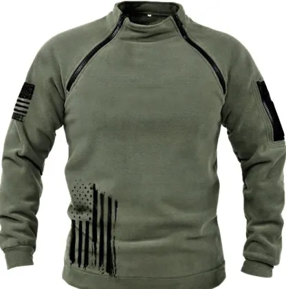 Men's Sweatshirt Letter Turndown Casual Daily Button-Down Tops Casual Fashion Gray Army Green Light Brown