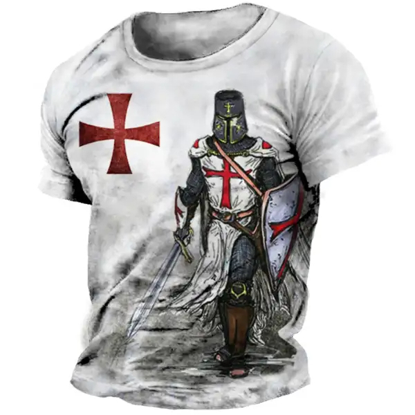 Men's Vintage Templar Cross Print T-Shirt