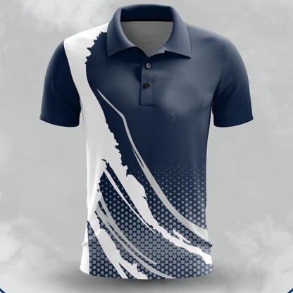Men's Geometric Polo Short Sleeve Polo Shirts Collared Shirts Casual School Outdoor Athleisure Daily Wear 3D Print Blue