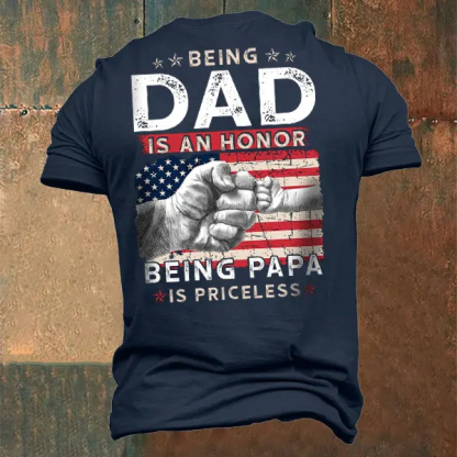 Men's American Flag An Honor Being Papa Cotton T-Shirt