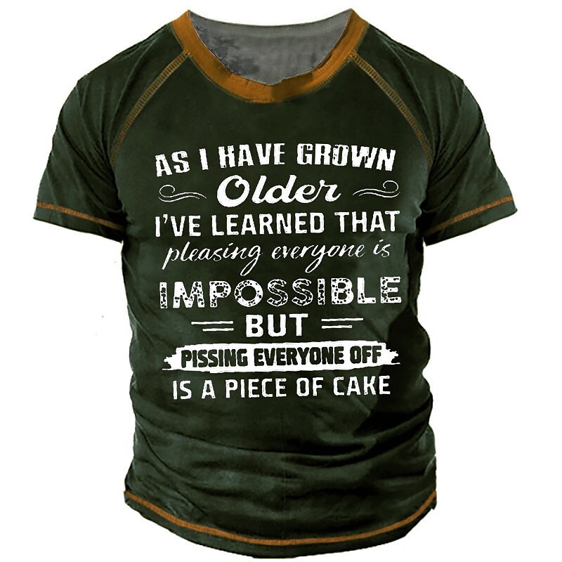 Men's Letter Crew Neck Casual Daily Print Short Sleeve T-shirt