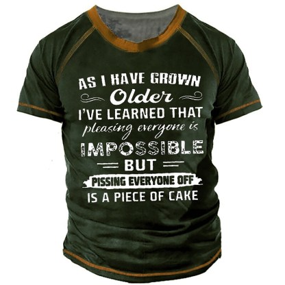 Men's Letter Crew Neck Casual Daily Print Short Sleeve T-shirt