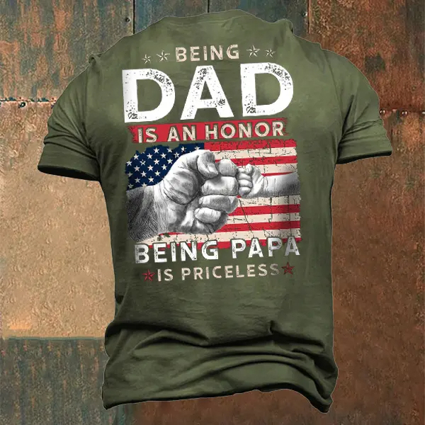Men's American Flag An Honor Being Papa Cotton T-Shirt