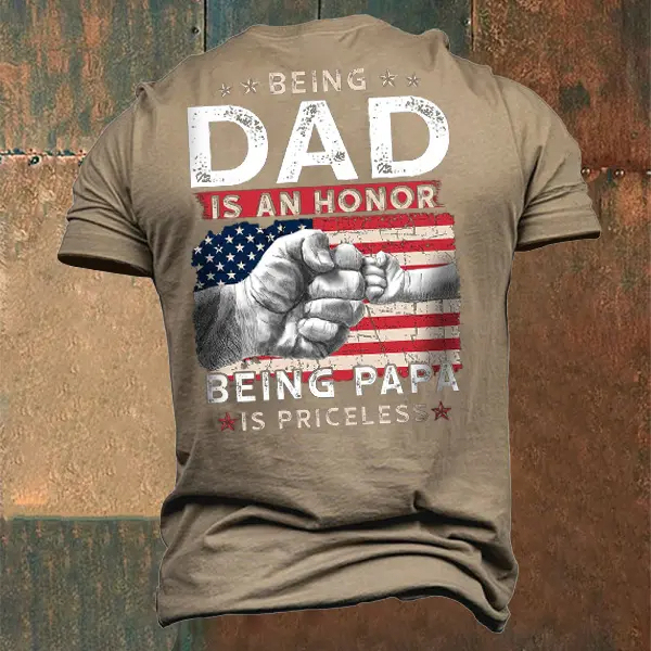 Men's American Flag An Honor Being Papa Cotton T-Shirt
