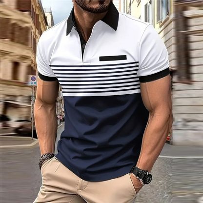 Men's Casual 3D Print Golf Polo Daily Wear Short Sleeve Turndown Polo Shirts White Wine Spring & Summer S M L Micro-elastic Lapel Polo