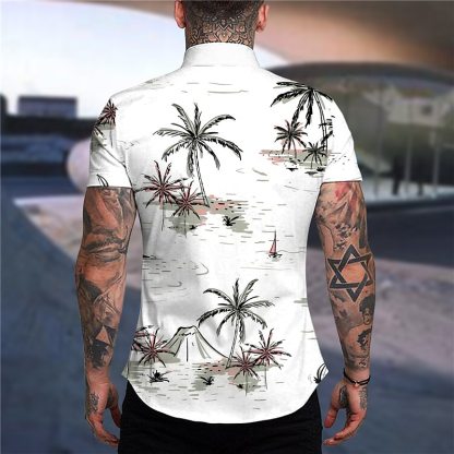 Men's Coconut Tree Aloha Tropical Plants Shirt Summer Hawaiian Shirt Short Sleeve Shirt Turndown Fashion Hawaiian Designer Outdoor Street Casual White 