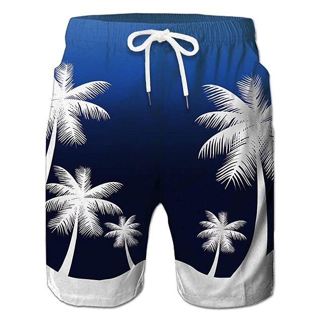 Men's Coconut Tree Board Shorts Swim Shorts Swim Trunks Mid Waist Hawaiian Boho Casual Daily Holiday Drawstring with Mesh lining Elastic Waist Designer Clothing Apparel