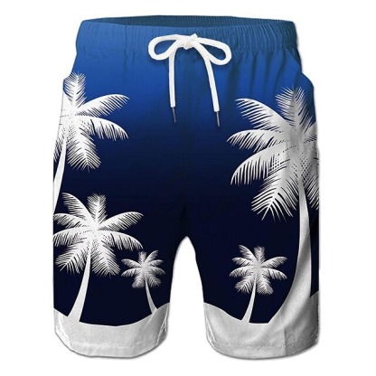 Men's Coconut Tree Board Shorts Swim Shorts Swim Trunks Mid Waist Hawaiian Boho Casual Daily Holiday Drawstring with Mesh lining Elastic Waist Designer Clothing Apparel