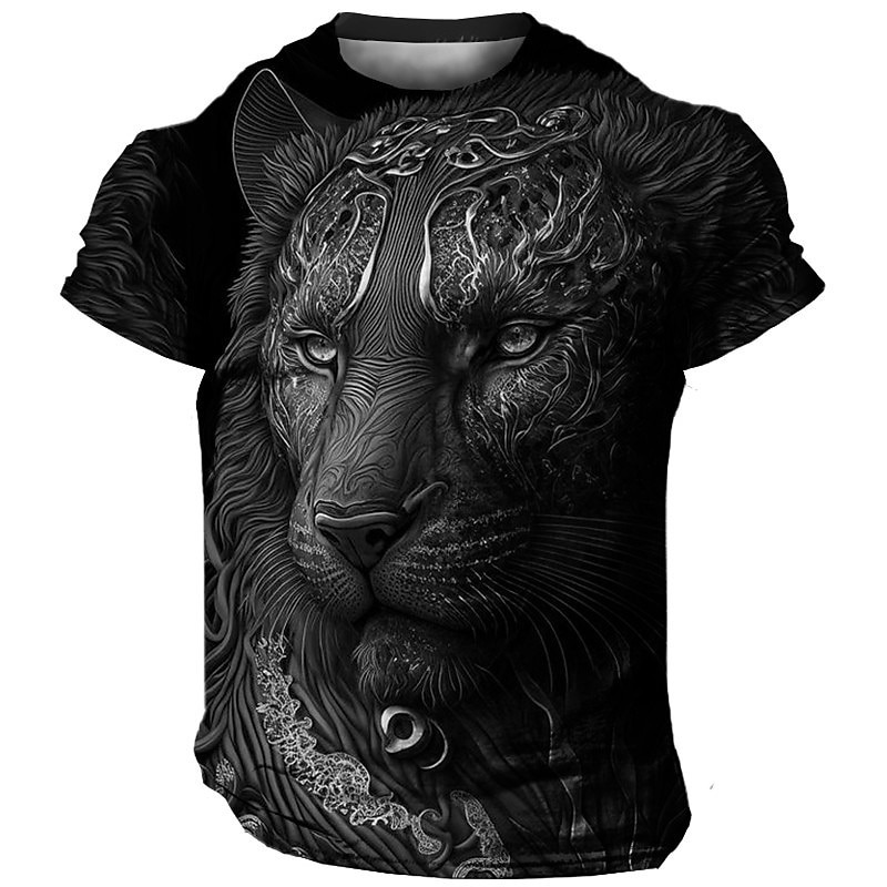 Men's Graphic Animal Tiger T shirt Short Sleeve T shirt 3D Print Crew Neck Shirt Vintage Fashion Designer Outdoor Daily Sports Light Yellow Dark Yellow Yellow Spring & Summer Clothing Apparel S M L