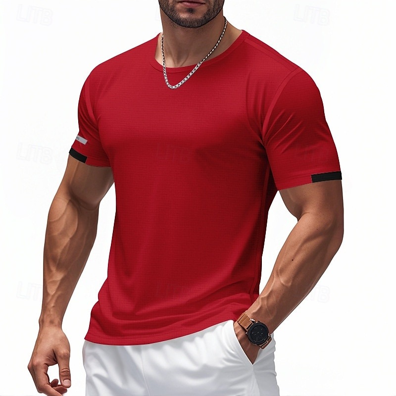 Men's T Shirt Muscle Shirts Short Sleeve Crewneck Summer Active Classic Sports & Outdoor Running Light Blue Black White Top Tee for Men