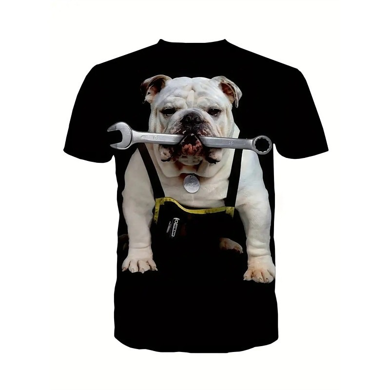Men's Graphic Animal Dog T shirt Short Sleeve T shirt 3D Print Crew Neck Shirt Daily Designer Retro Vintage Sports Outdoor Holiday Going out Black Khaki Spring & Summer Clothing Apparel S M L XL 2XL