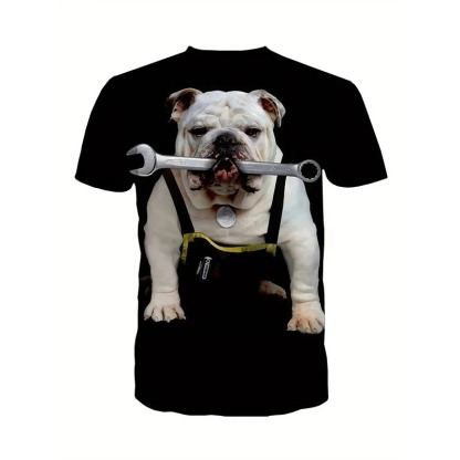 Men's Graphic Animal Dog T shirt Short Sleeve T shirt 3D Print Crew Neck Shirt Daily Designer Retro Vintage Sports Outdoor Holiday Going out Black Khaki Spring & Summer Clothing Apparel S M L XL 2XL