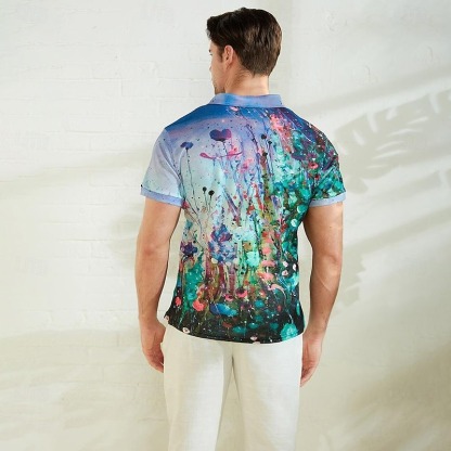 Men's Graphic Prints Waffle Polo Shirts Polo Shirts Lapel Polo Button Up Polos Golf Shirt Short Sleeve Shirt Turndown Outdoor Street Blue-Green Blue Purple Orange Green Print Clothing Apparel Fashion