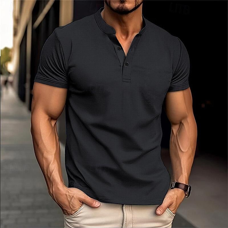 Men's Golf Shirt Golf Polo Work Casual Stand Collar Short Sleeve Basic