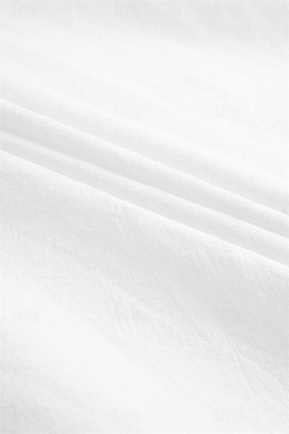 Men's Shirt Linen Shirt Summer Shirt Elegant Button Up Shirt Casual Shirt Black White Pink Blue Long Sleeve Plain Band Collar Summer Spring & Fall Daily Vacation Clothing Apparel