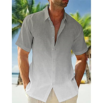 Men's Shirt Summer Shirt Beach Wear Button Up Shirt Casual Shirt Pink Navy Blue Blue Orange Green Short Sleeve Gradient Lapel Casual Daily Clothing Apparel Fashion Comfortable