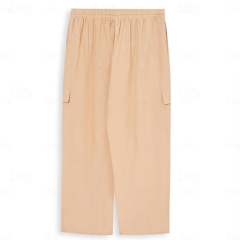 Men's Cargo Pants Trousers Summer Pants Beach Pants Drawstring Multi Pocket Straight Leg Plain Comfort Breathable Outdoor Daily Going out Fashion Casual Black White