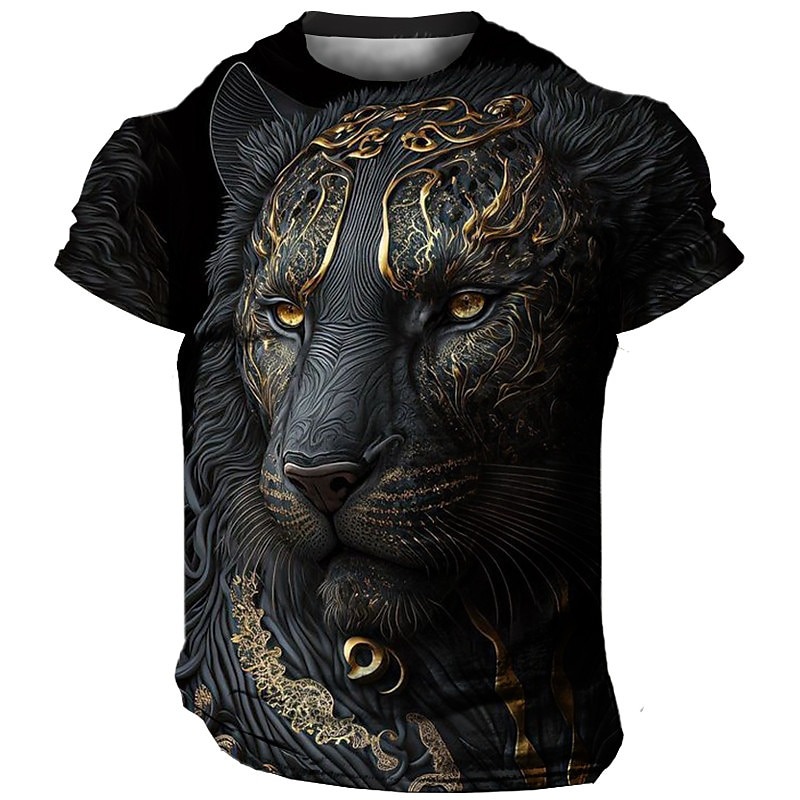 Men's Graphic Animal Tiger T shirt Short Sleeve T shirt 3D Print Crew Neck Shirt Vintage Fashion Designer Outdoor Daily Sports Light Yellow Dark Yellow Yellow Spring & Summer Clothing Apparel S M L