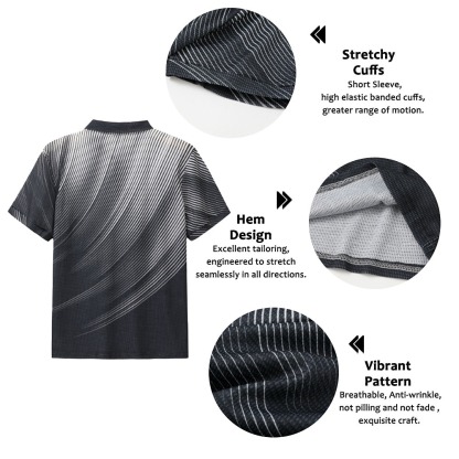 Men's Geometric Waffle Polo Shirts Golf Shirt Short Sleeve Polo Shirts Collared Shirts Business Casual Vacation Wear Formal Wear Festival Wear Buttons 3D Print Black White Yellow