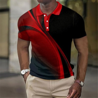 Men's Geometric Waffle Polo Shirts Golf Shirt Short Sleeve Polo Shirts Collared Shirts Business Casual Vacation Wear Formal Wear Festival Wear Buttons 3D Print Yellow Red Blue