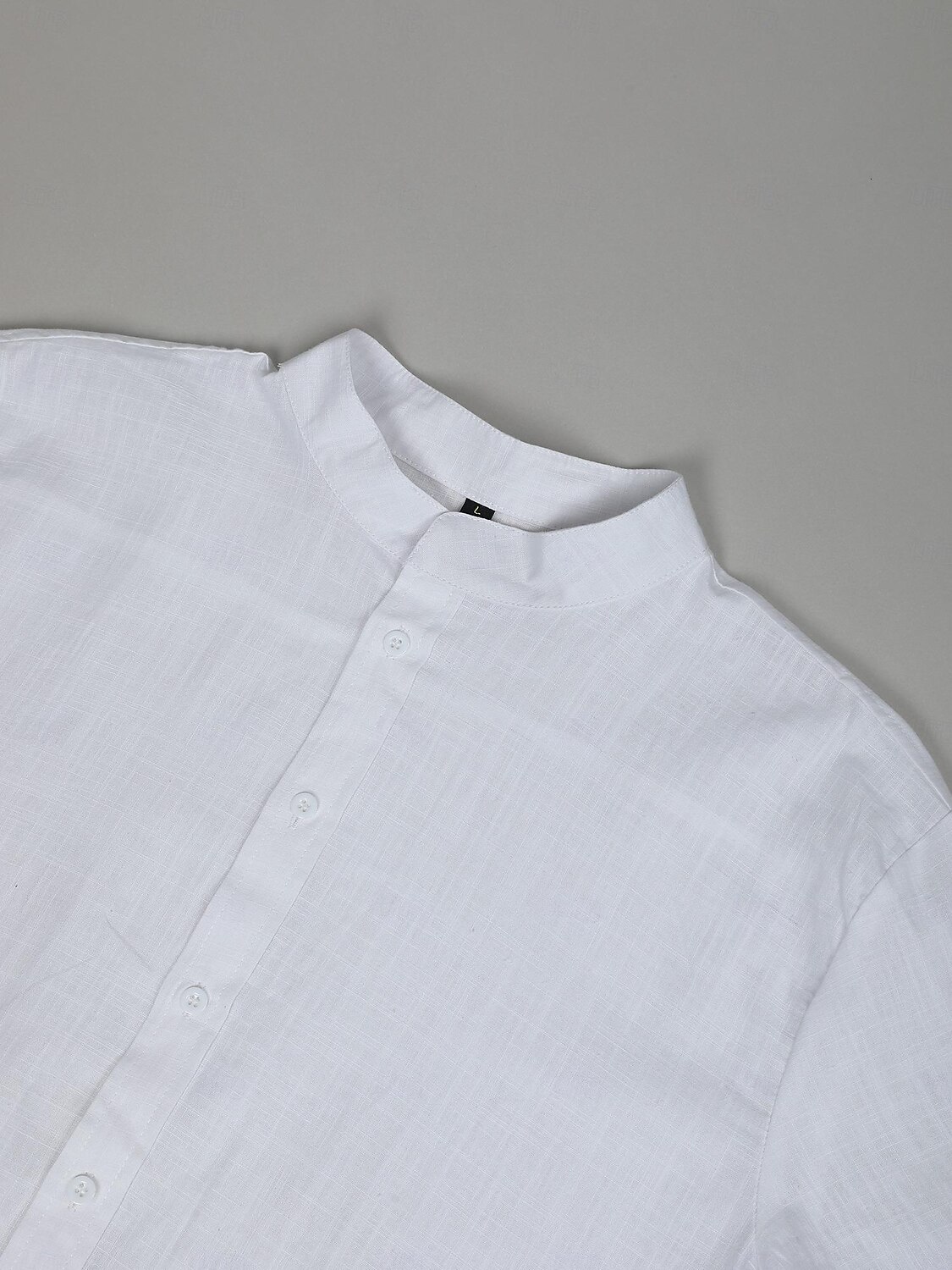 Men's Shirt Linen Shirt Summer Shirt Beach Wear Button Up Shirt Band Collar Shirt Black White Blue Orange Short Sleeve Plain Band Collar Summer Casual Daily Clothing Apparel