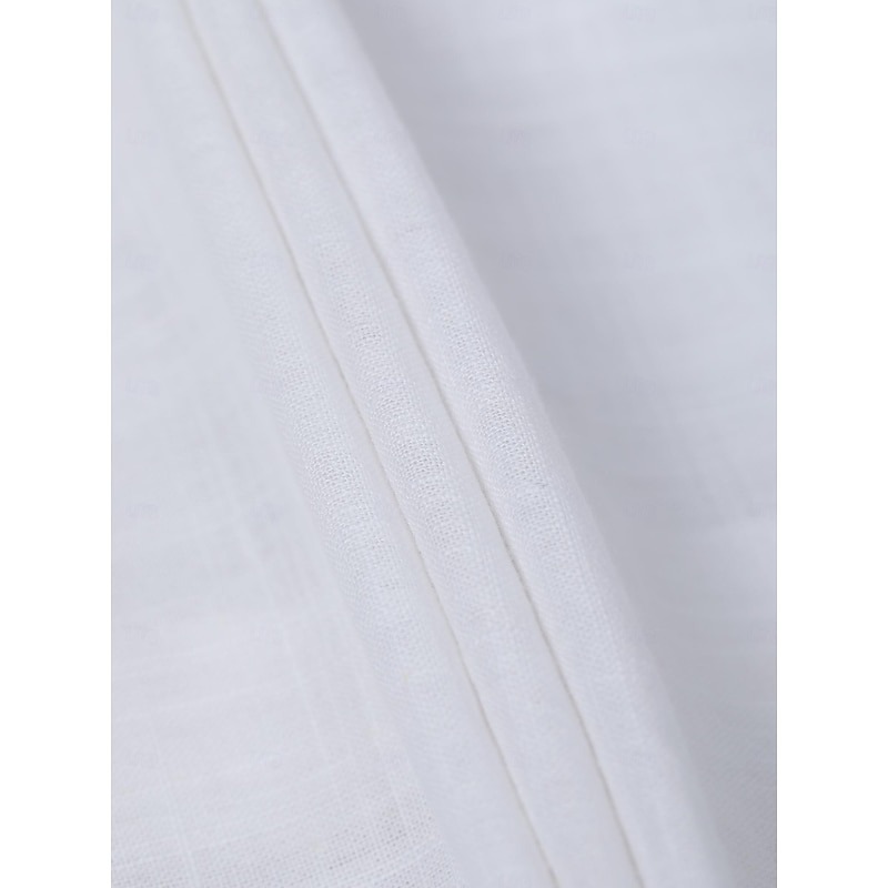 Men's Shirt Linen Shirt Band Collar Shirt Summer Shirt Beach Wear Button Up Shirt Plain Casual Daily Black White Blue Orange Short Sleeve Band Collar Summer Clothing Apparel