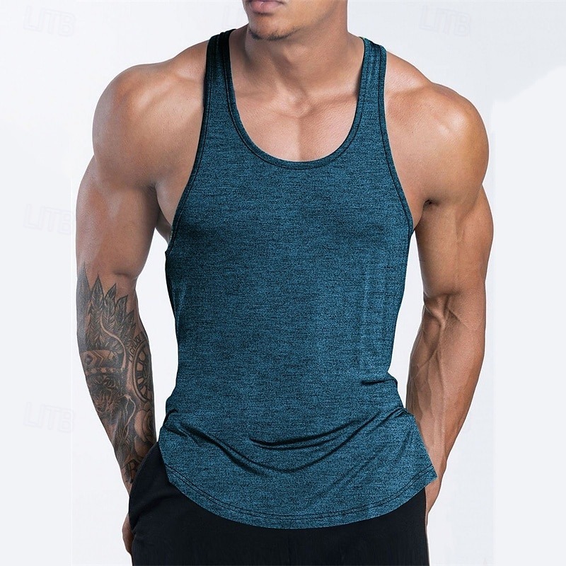 Men's Tank Top Vest Top Undershirt Sleeveless Shirt Sleeveless U Neck Summer Plain Fashion Designer Basic Vacation Street Going out Black Pink Navy Blue Top Tee for Men