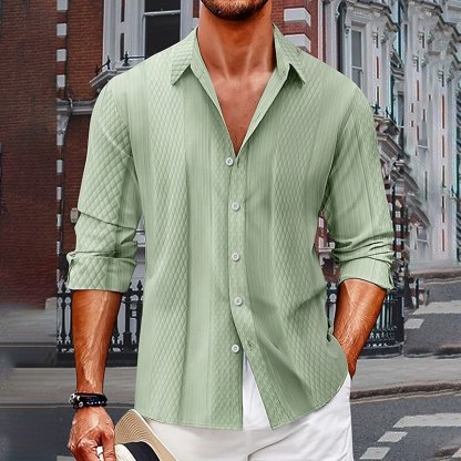 Men's Shirt Summer Shirt Casual Shirt Button Up Shirt Black Dark Navy Blue Green Gray Long Sleeve Plain Collar Vacation Holiday Clothing Apparel Fashion Casual Comfortable