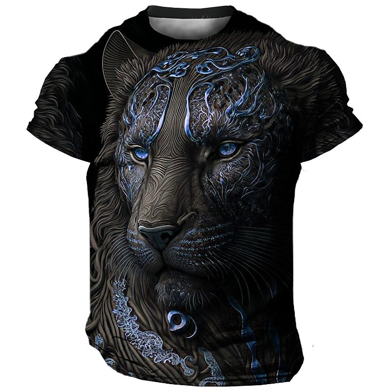 Men's Graphic Animal Tiger T shirt Short Sleeve T shirt 3D Print Crew Neck Shirt Vintage Fashion Designer Outdoor Daily Sports Light Yellow Dark Yellow Yellow Spring & Summer Clothing Apparel S M L