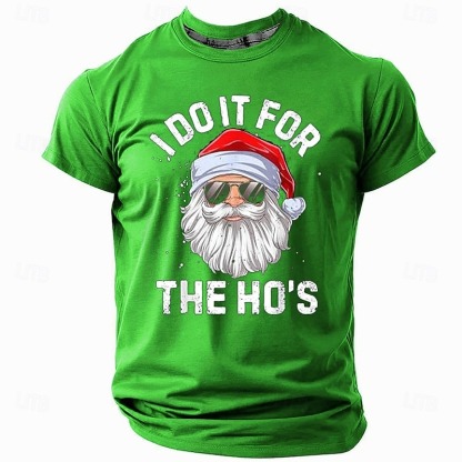 Christmas Men's Funny Christmas 3D T-shirts Santa Claus Fashion Athleisure 3D Print Tee Party Street Light Blue Black Light Green Short Sleeve Crew Neck Summer Spring Clothing Apparel S M L XL
