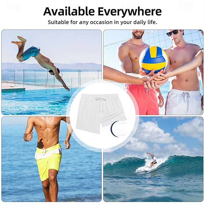 Men's Animal Funny Duck Lined Shorts 2 in 1 Board Shorts Swim Shorts Mid Waist Hawaiian Vacation Holiday Beach Wear Side Pockets With Compression Liner Elastic Drawstring Waist Designer Clothing