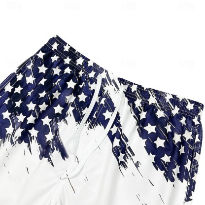 Men's Flag American Flag National Flag Swimming Trunks Board Shorts Shorts Mid Waist Fashion Streetwear Hawaiian Casual Daily Holiday Pocket Drawstring Elastic Waist Designer Clothing Apparel