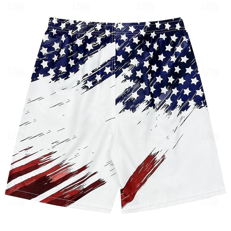Men's Flag American Flag National Flag Swimming Trunks Board Shorts Shorts Mid Waist Fashion Streetwear Hawaiian Casual Daily Holiday Pocket Drawstring Elastic Waist Designer Clothing Apparel