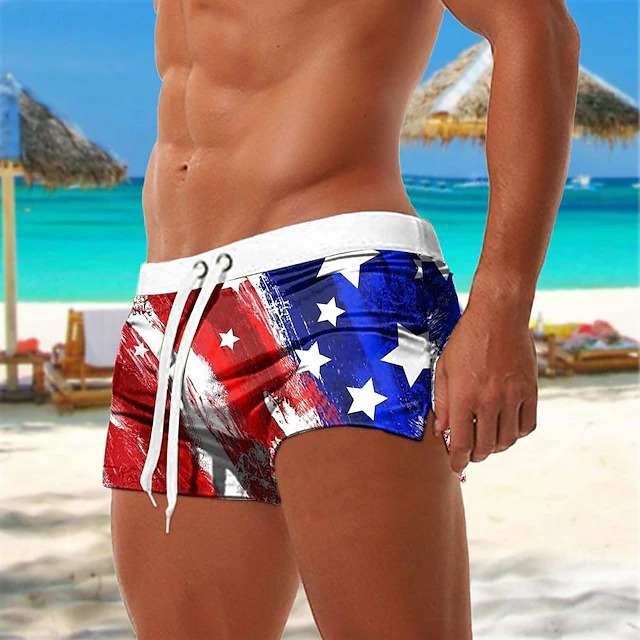 Men's Flag Eagle American Flag Swim Trunks Swim Shorts Board Shorts Mi