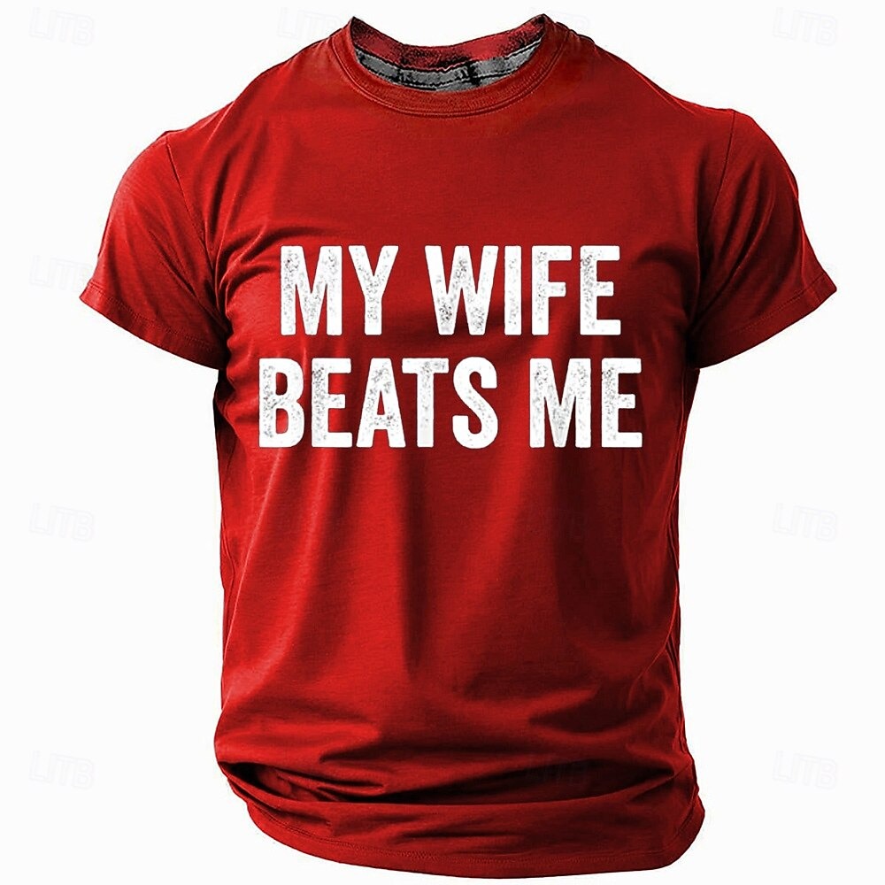  Men's Funny Wife T Shirt Short Sleeve T shirt 3D Print Crew Neck Shirt Fashion Daily Street Daily Black Red Blue Summer Spring Clothing Apparel