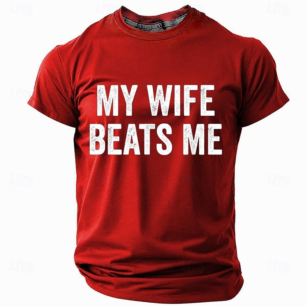  Men's Funny Wife T Shirt Short Sleeve T shirt 3D Print Crew Neck Shirt Fashion Daily Street Daily Black Red Blue Summer Spring Clothing Apparel