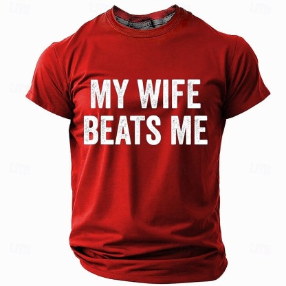  Men's Funny Wife T Shirt Short Sleeve T shirt 3D Print Crew Neck Shirt Fashion Daily Street Daily Black Red Blue Summer Spring Clothing Apparel