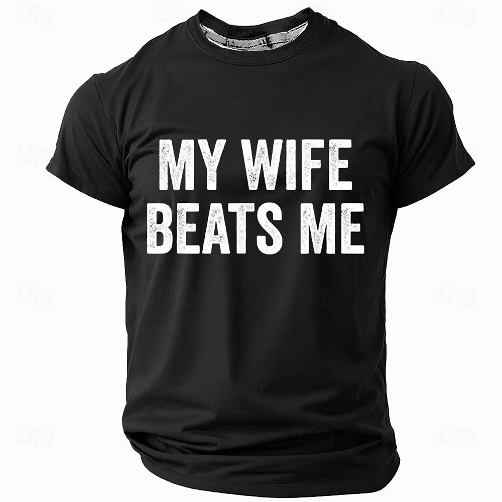 Men's Funny Wife T Shirt Short Sleeve T shirt 3D Print Crew Neck Shirt