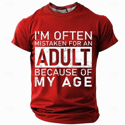  Men's Act My Age T Shirt Short Sleeve T shirt 3D Print Crew Neck Shirt Fashion Daily Street Daily Black Red Blue Summer Spring Clothing Apparel 