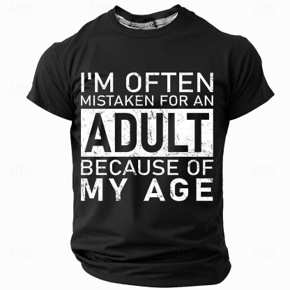  Men's Act My Age T Shirt Short Sleeve T shirt 3D Print Crew Neck Shirt Fashion Daily Street Daily Black Red Blue Summer Spring Clothing Apparel 