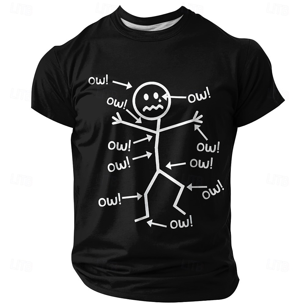  Men's Character Funny T Shirt Short Sleeve T shirt 3D Print Crew Neck Shirt Fashion Daily Basic Street Casual Daily Black Red Blue Summer Spring All Seasons Clothing Apparel