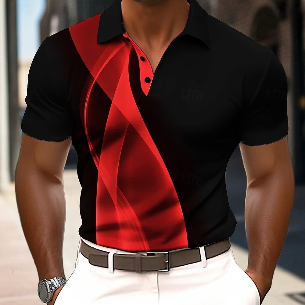  Men's Abstract Geometic Polo Short Sleeve Polo Shirts Collared Shirts Business Casual Outdoor Athleisure Daily Wear 3D Print Summer